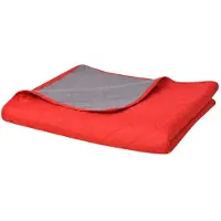 vidaXL Zweiseitige Tagesdecke Gesteppt Rot und Grau 220x240 cm