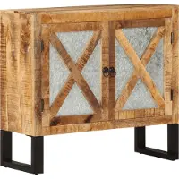 vidaXL Sideboard 80x30x71 cm Massives Raues Mangoholz und Metall