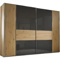 STAUD Schwebetürenschrank "Sonett 321C, Made in Germany", braun (eiche, anthr), B:298cm H:240cm T:68cm, Holzwerkstoff, Schränke, Schwebetürenschrank, mit vier verschiedenen Ausstattungsvarianten