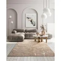 Merinos Teppich "Creation 50055", beige, B:80cm H:10mm L:150cm, Polyester, Teppiche, Teppich, elegant, glänzend, Kurzflor, Indoor, pflegeleicht, robust