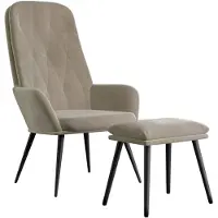 vidaXL Relaxsessel mit Hocker Hellgrau Samt