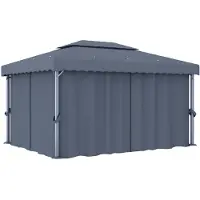 vidaXL Pavillon mit Vorhang 4x3 m Anthrazit Aluminium