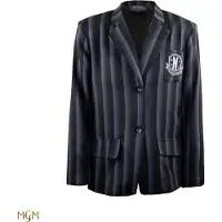Cinereplicas Mittwoch Nevermore Academy Schwarzer Gestreifter Blazer Jacke Anzug Schwarz L Schwarz L