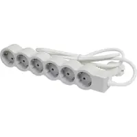 Legrand 694572 Flache Steckdosenleiste 6x Steckdose, 5 Meter Kabel Farbe: Ultraweiß/Grau