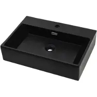 vidaXL Waschbecken mit Hahnloch Keramik Schwarz 76 x 42,5 x 14,5 cm
