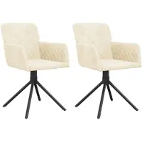vidaXL Esszimmerstühle 2 Stk. Drehbar Creme Samt