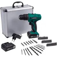 Vonroc Akku-Bohrmaschine - 12V Li-Ion - Inkl. Aluminium-Koffer, 46 Zubehörteile, 2x Akku & Ladegerät