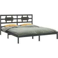 vidaXL Massivholzbett Grau 200x200 cm