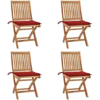 vidaXL Klappstühle mit Kissen, 4-teilig, Massivholz Teakholz