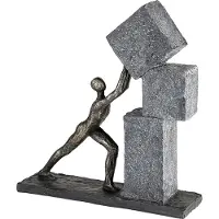 Casablanca by Gilde 1100000002199 "Skulptur Stacking, bronzefarben/grau" Dekoobjekt, Höhe 31 cm, mit Spruchanhänger, Wohnzimmer
