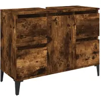 The Living Store Waschbeckenunterschrank Räuchereiche 80x33x60 cm Holzwerkstoff