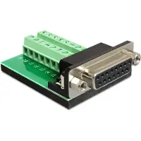 DeLOCK 65274, Sub-D 15 pin Gameport, 16 pin Terminal block, Grün