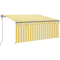 vidaXL Markise Automatisch mit Rollo LED Windsensor 3,5x2,5m Gelb Weiß