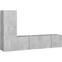 vidaXL 3-tlg. TV-Schrank-Set Betongrau Holzwerkstoff