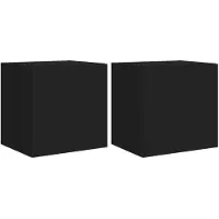 vidaXL TV-Wandschränke mit LED-Leuchten 2 Stk. Schwarz 40,5x35x40 cm