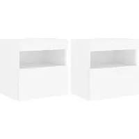 vidaXL TV-Wandschränke mit LED-Leuchten 2 Stk. Weiß 40x30x40 cm