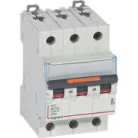 Legrand 409731 DX3 Leitungsschutzschalter B-Charakteristik, 25A, 3-polig, 25kA, 400VAC, 3TE