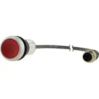 Eaton 185559 Leuchtdrucktaste, Classic, flach, rastend, 1 Ö, rot, 24 V AC/DC, Kabel (schwarz) mit M12A-Stecker, 4-polig, 0.2 m C22-DRL-R-K01-24-P1