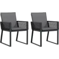 vidaXL Gartenstühle mit Kissen 2 Stk. Schwarz Poly Rattan
