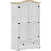 vidaXL Kleiderschrank Corona Weiß 102x52x186 cm Massivholz Kiefer