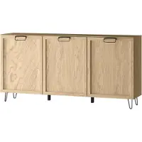 Szynaka Meble Kommode Limbo Sideboard 180x42x89cm Eiche Artisan teilmassiv 3-türig Schubladen