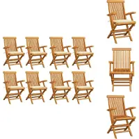 The Living Store Gartenstühle mit Creme Kissen 8 Stk. Massivholz Teak