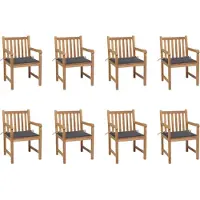 The Living Store Gartenstühle 8 Stk. mit Anthrazit Kissen Massivholz Teak