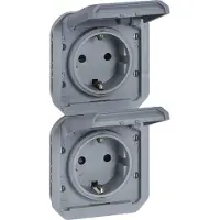 Legrand 069577L Plexo New Einsatz 2fach vorverdrahtete SSDO vertikal, SL, EB, IP44, IK08, Grau