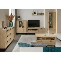Szynaka Meble Wohnzimmer-Set Wohnwand Limbo 6-teilig Eiche Artisan teilmassiv