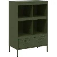 vidaXL Highboard Olivgrün 68x39x101,5 cm Stahls
