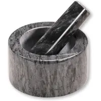 Kesper Mörser , schwarz (schwarz, grau), B:13cm H:8cm L:13cm Ø:13cm, Marmor, Mörser, Mörser, mit Schlegel