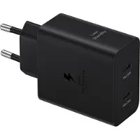 Samsung Galaxy Schnellladegerät mit zwei USB-C Anschlüssen - Inklusive USB-C Kabel - 50 Watt - Schwarz