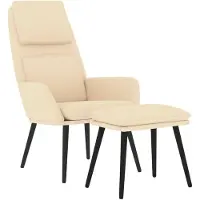 vidaXL Relaxsessel mit Hocker Creme Stoff