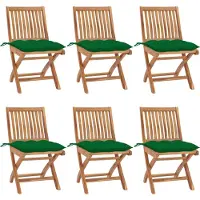 The Living Store Klappbare Gartenstühle mit Kissen 6 Stk. Massivholz Teak
