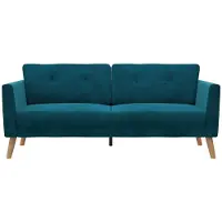 CosmoLiving by Cosmopolitan 3-Sitzer "Gloria", blau (petrol), B:192cm H:82cm T:80cm, 100% Polyester, , Sofas, 3-Sitzer, Mit Knopfsteppung