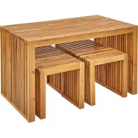 Beliani Gartenmöbel Set Hellbraun Akazienholz 4-Sitzer 5-Teilig Rustikal Modern 1 Tisch mit 4 Hockern Outdoor Terrasse Garten Ausstattung Holzmöbel