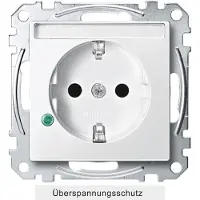Merten MEG2305-0419 SCHUKO-Steckdose mit Überspannungschutz und Schriftfeld, Berührungsschutz, Steckklemmen, polarweiß, System M MEG23050419