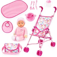 Bayer Puppenwagen Buggy Set mit Puppe, Pink