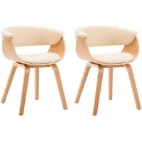 vidaXL Esszimmerstühle 2 Stk. Creme Bugholz und Kunstleder