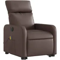 vidaXL Massagesessel mit Aufstehhilfe Elektrisch Braun Kunstleder