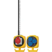 Brennenstuhl Pendel Stromverteiler, 1x CEE 400V/16A, 3x Schutzkontakt 230V, Kabellänge 5 m, Kunststoff, IP44, L 145 x B 140 x H 530 mm, gelb