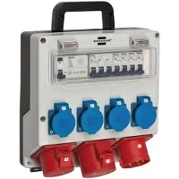 Simple Baustromverteiler mobil 1x16A 1x32A 4xSchuko FI-Schalter 1154890020