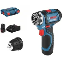 Bosch Akku-Bohrschrauber GSR 12V-35 FC mit 2 x 3,0 Ah Li-Ion Akku 1 Aufsatz L-BOXX