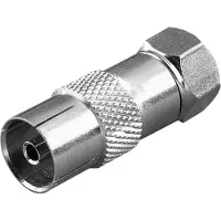 Vivanco ViVancoF Short Adaptor, 1x F, 1x Coax, Chrom, 1 Stück(e), 115 mm, 100 mm, 32 mm