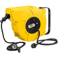 Brennenstuhl Automatische Kabeltrommel, 16+2 m Gummi-Neopren-Kabel, IP44 spritzwassergeschützt, mit Aufrollautomatik, L 140 x B 480 x H 320 mm, gelb/schwarz