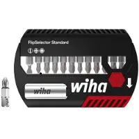 Wiha Bit Set FlipSelector Standard 25 mm Schlitz, Phillips, Pozidriv 14-teiliges Set 1/4 zoll C6,3 mit Gürtelclip - 39049
