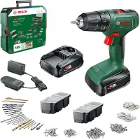 Bosch EasyDrill 18V 40 Akku-Bohrschrauber + 2 x 18V 1,5Ah Akkus + Systembox mit 241 Zubehörteilen + Ladegerät AL1810CV 06039D8007