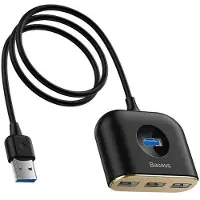 Baseus Square round 4-in-1, USB 3.2 Gen 1 (3.1 Gen 1) Type-C, USB 2.0, USB 3.2 Gen 1 (3.1 Gen 1) Type-A, 480 Mbit/s, Schwarz, 1 m, USB