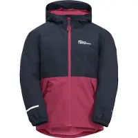 Jack Wolfskin Übergangsjacke Snowy Days 2023 (wasser- und winddicht, Fleece-Futter) dunkelblau/fuchsia Kinder