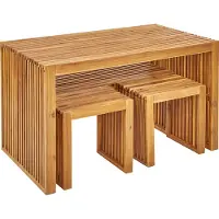 Beliani Gartenmöbel Set Hellbraun Akazienholz 4-Sitzer 4-Teilig Rustikal Modern 1 Tisch mit 1 Sitzbank und 2 Hockern Outdoor Terrasse Garten Holzmöbel